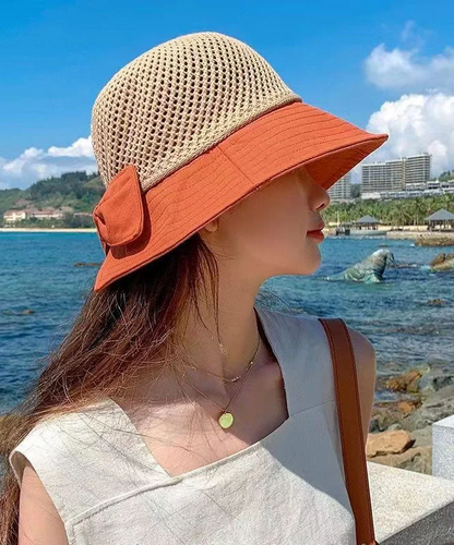 Yellow Patchwork Bow Shade Fisherman's Hat
