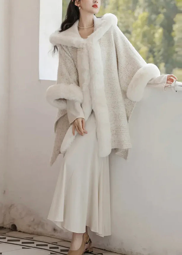 Women's Plus Size Hooded Fur Patchwork Mink Knitted Cardigan