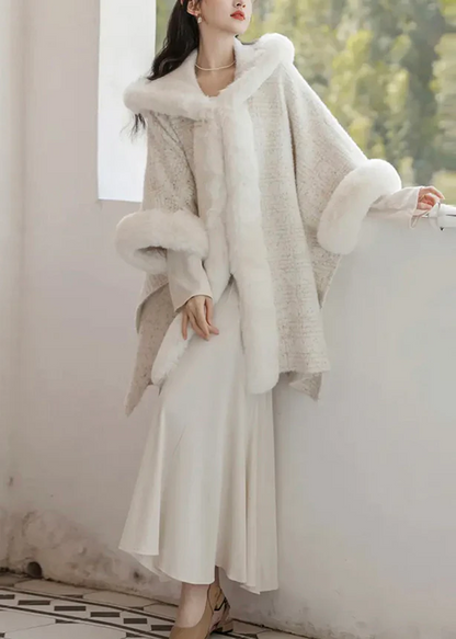 Women's Plus Size Hooded Fur Patchwork Mink Knitted Cardigan