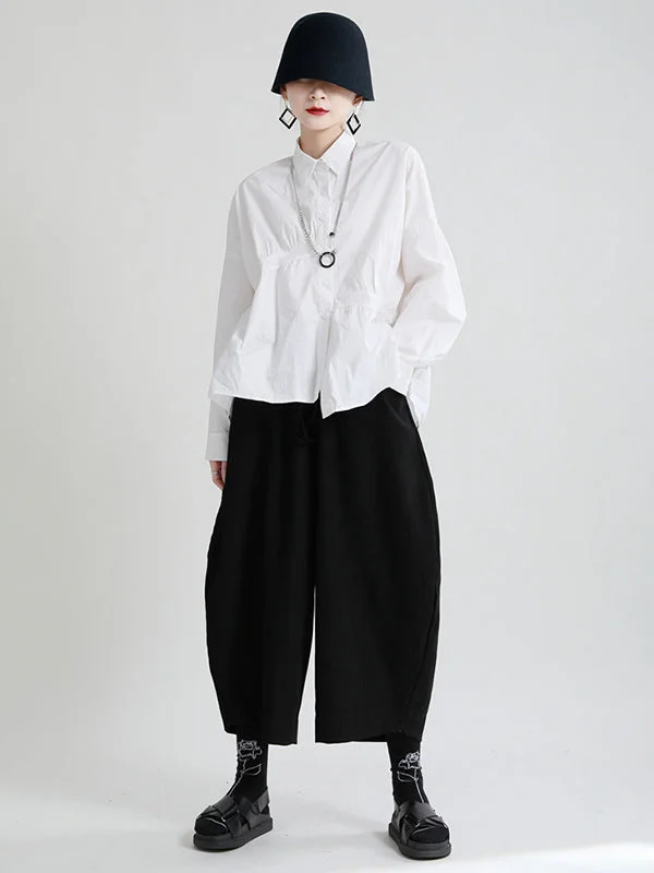 Women's Large Size Casual Solid Colour High Waist Nine Minute Pants