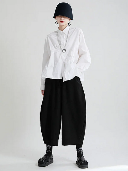 Women's Large Size Casual Solid Colour High Waist Nine Minute Pants