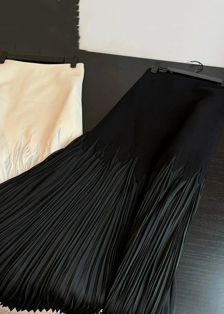 Fashion White Wrinkled High Waist Pleated Skirt Summer Summer