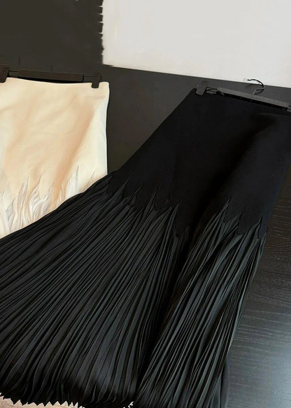 Fashion White Wrinkled High Waist Pleated Skirt Summer Summer