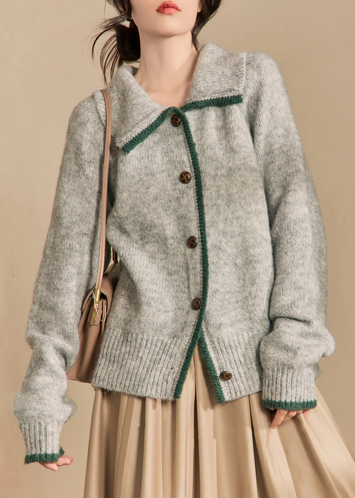 Women's Peter Pan Collar Button Knit Cardigan