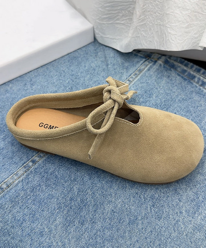 Women's Suede Patchwork Lace-Up Slippers