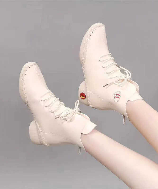 Chic Leather Boots Patchwork Cross Strap