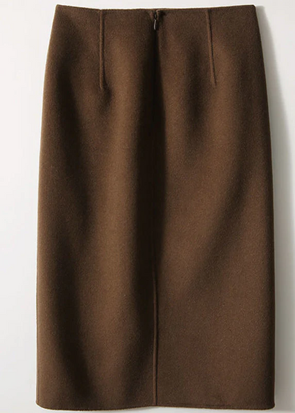 Women's Pocket Patchwork Zipper High Waisted Wool Skirt