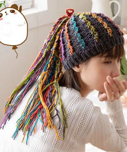 Striped Fringe Warm Wool Knit Hat