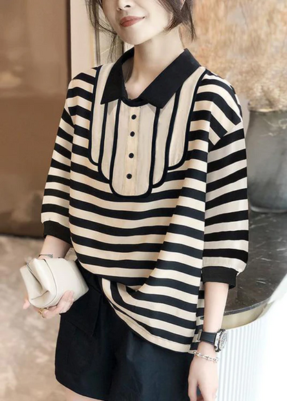 French Patchwork Cotton Short Sleeve Shirt Top