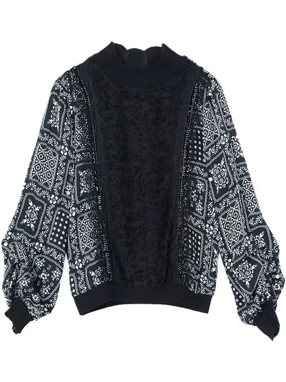 Women's Loose Patchwork Long Sleeve Top