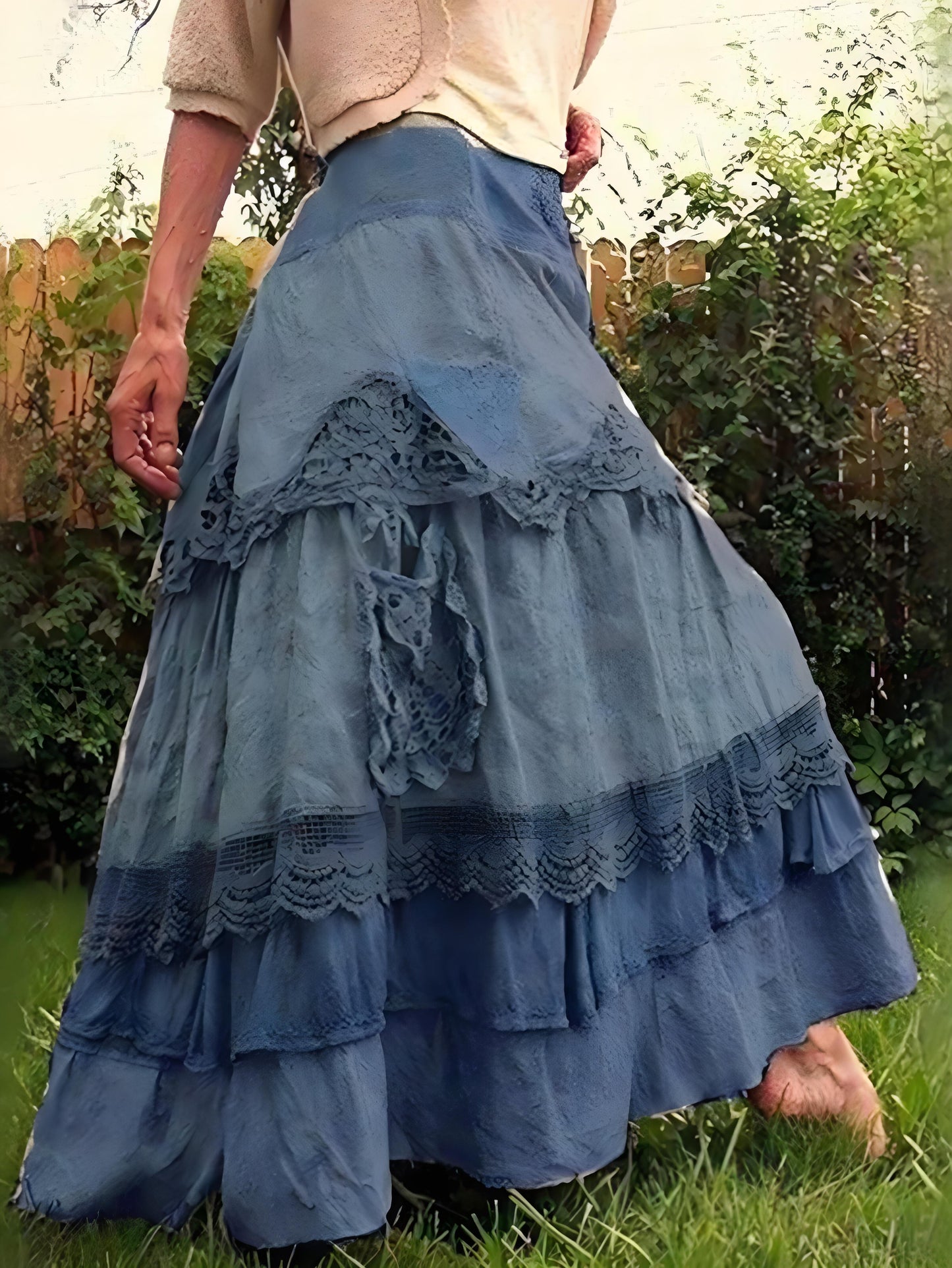 Colorblocked lace-up paneled colorblocked cotton cake skirt bustier skirt