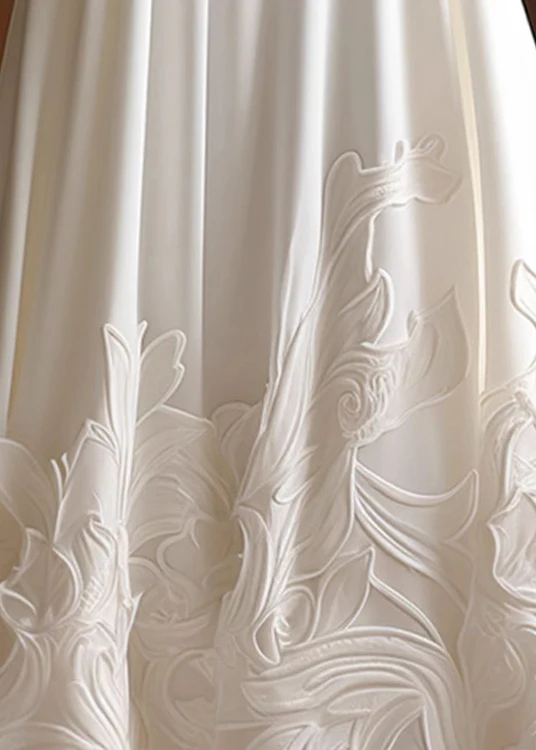 Elegant Applique High Waist Cotton Half Body Skirt