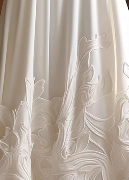 Elegant Applique High Waist Cotton Half Body Skirt