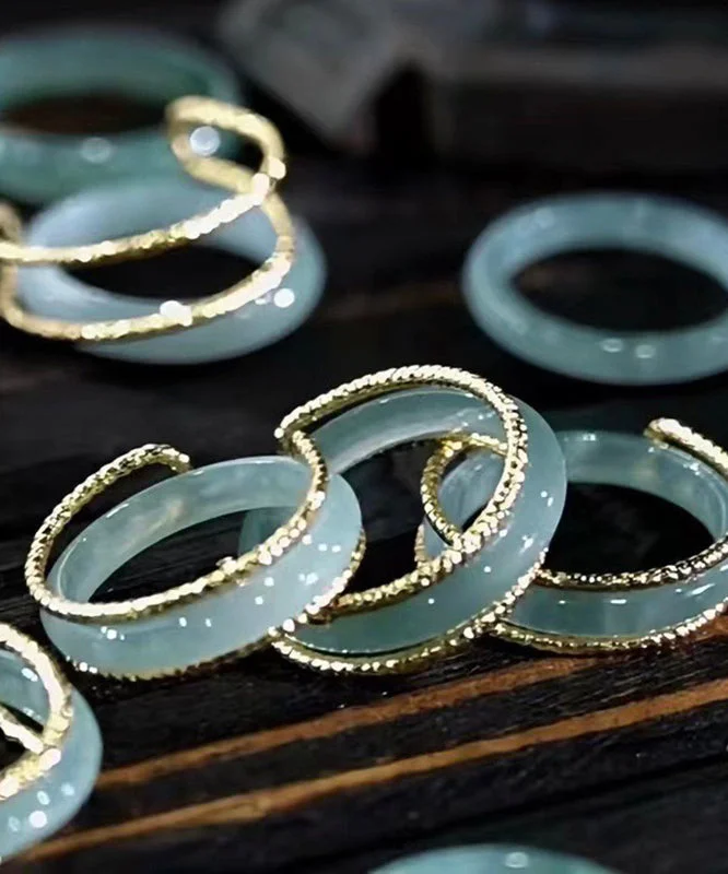 Blue 14K Gold Jade Ring