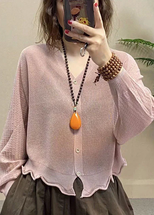 Loose V-Neck Button Cardigan Long Sleeve Shirt Top