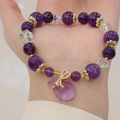 Women's Purple Crystal Necklace Symbolizes Calming Tension