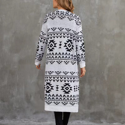 Loose Cardigan Snowflake Geometric Knit Sweater