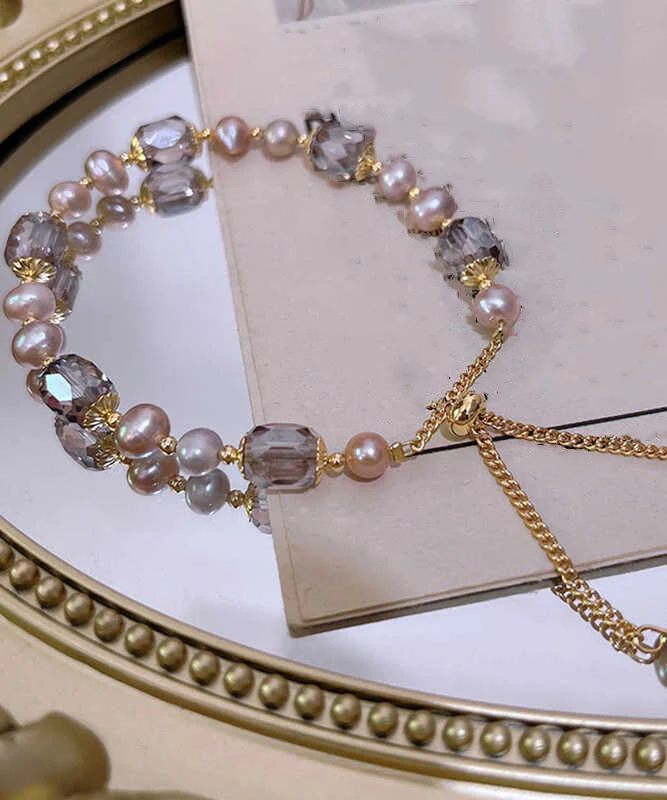 Women's Sterling Gold Sterling Silver Plated Pearl Charm Bracelet
