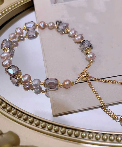 Women's Sterling Gold Sterling Silver Plated Pearl Charm Bracelet