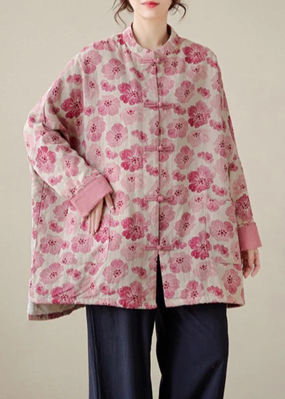 Large Silhouette Printed fFne Cotton Padded  Coat
