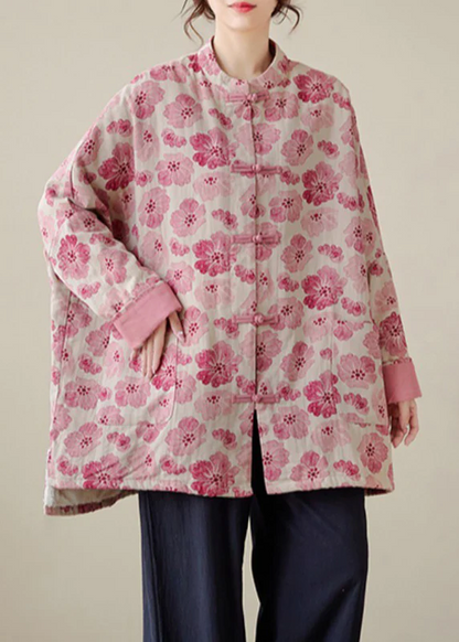 Large Silhouette Printed fFne Cotton Padded  Coat