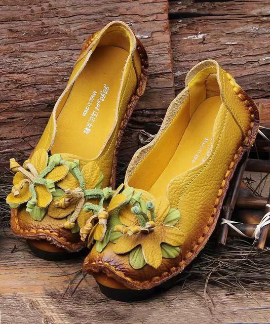 Bohemian Leather Floral Patchwork Flats