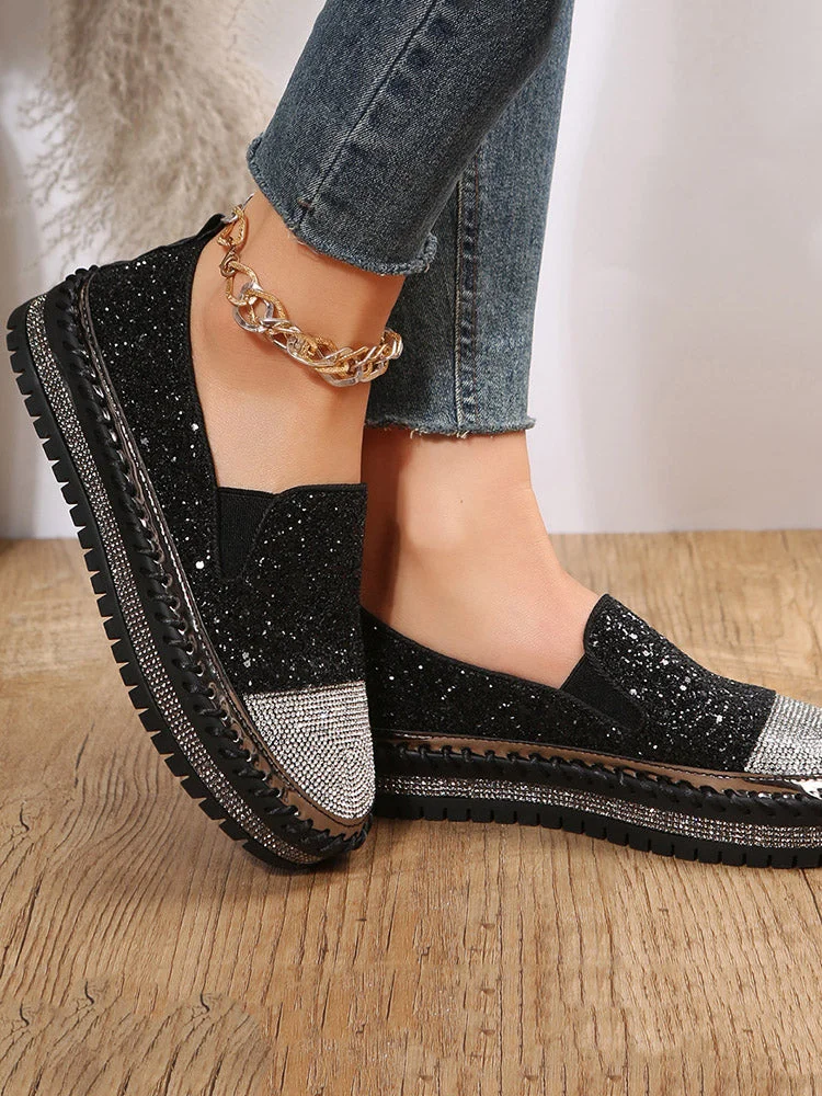 Sequined One-Step Loafers