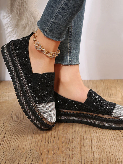 Sequined One-Step Loafers