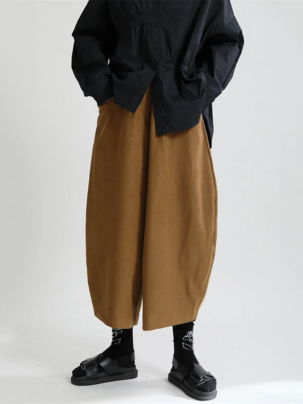 Women's Large Size Casual Solid Colour High Waist Nine Minute Pants