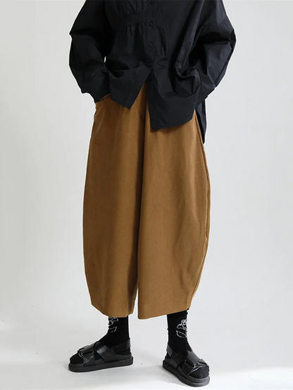 Women's Large Size Casual Solid Colour High Waist Nine Minute Pants