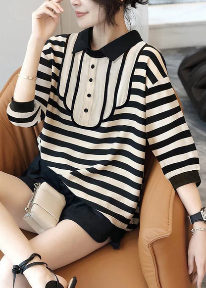 French Patchwork Cotton Short Sleeve Shirt Top