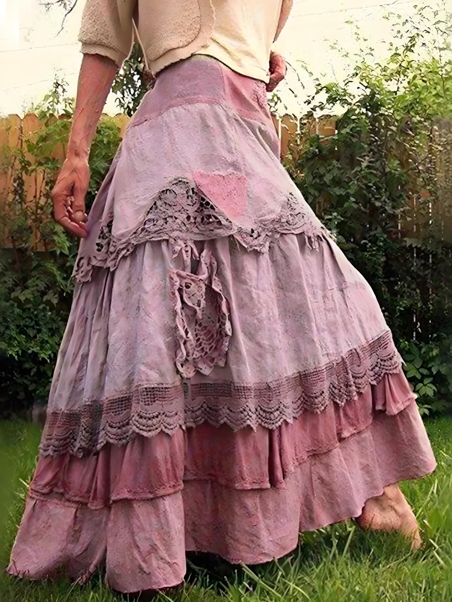 Colorblocked lace-up paneled colorblocked cotton cake skirt bustier skirt
