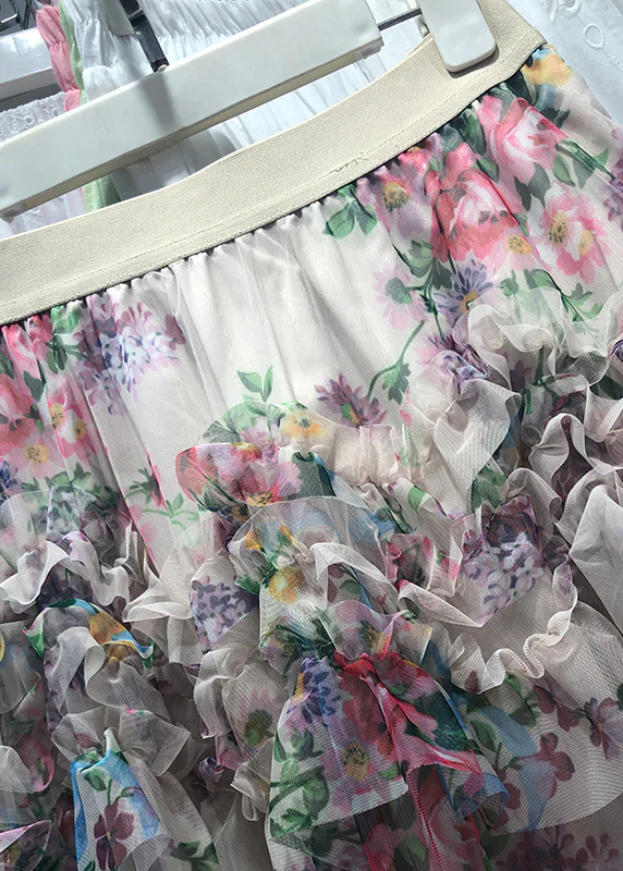 Women's Floral Ruffle Tulle Cake Dress Spring Summer