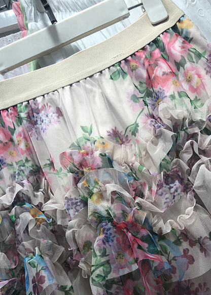 Women's Floral Ruffle Tulle Cake Dress Spring Summer