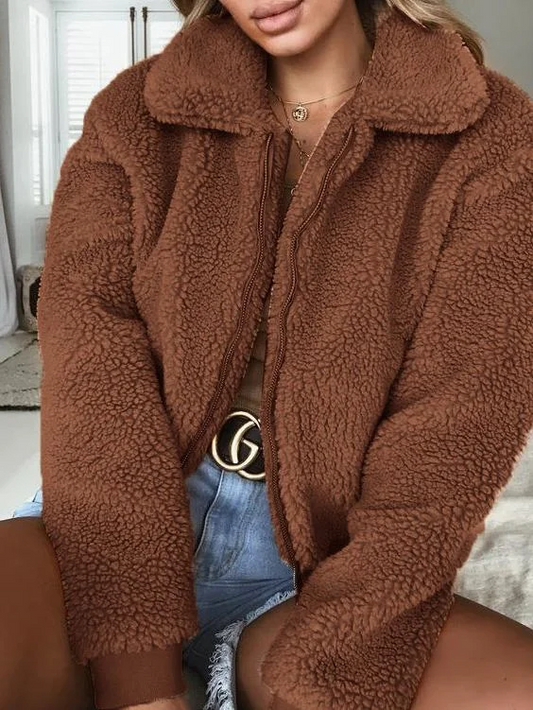 Women's Cozy Plush Zipper Warm Jacket Spring