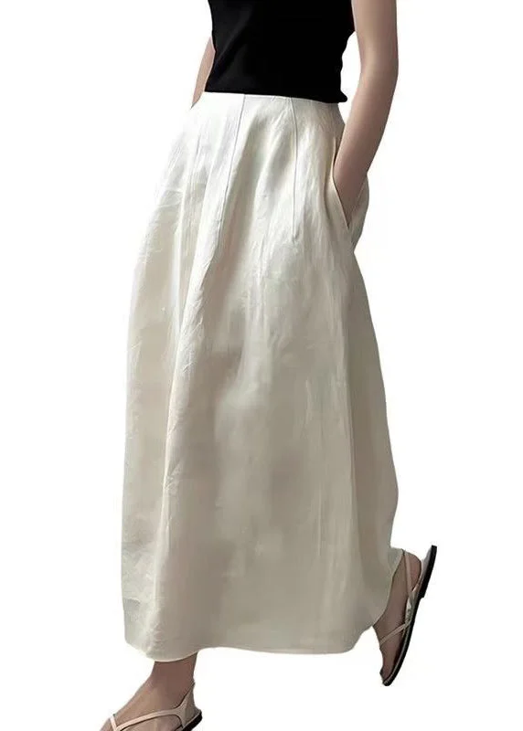 Women's Beige Pocket Solid Color High Waist Half Skirt