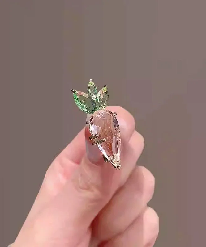 Women's Pink Alloy Crystal Carrot Brooch