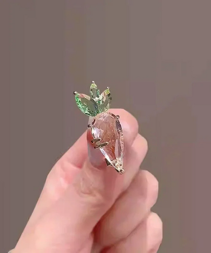 Women's Pink Alloy Crystal Carrot Brooch