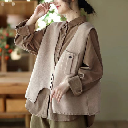 Loose Asymmetric Patchwork Pocket Knit Vest Sleeveless
