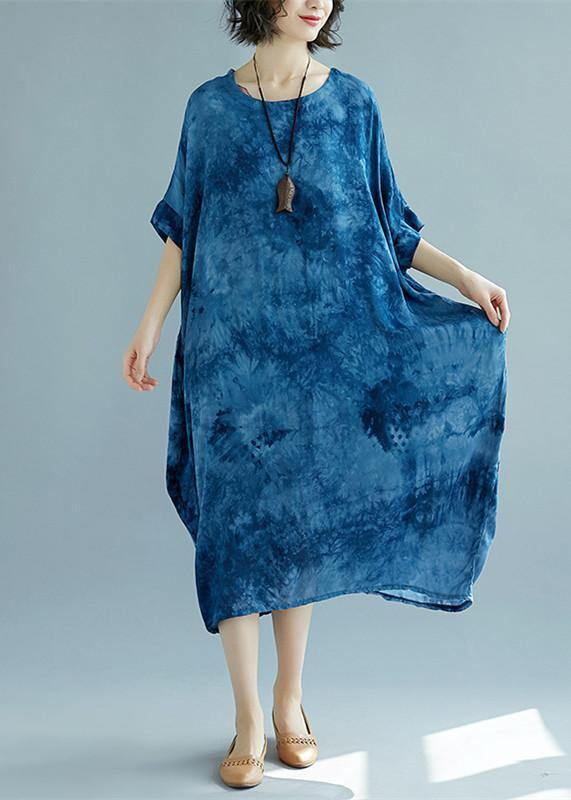 Blue Long Linen Dress Plus Size