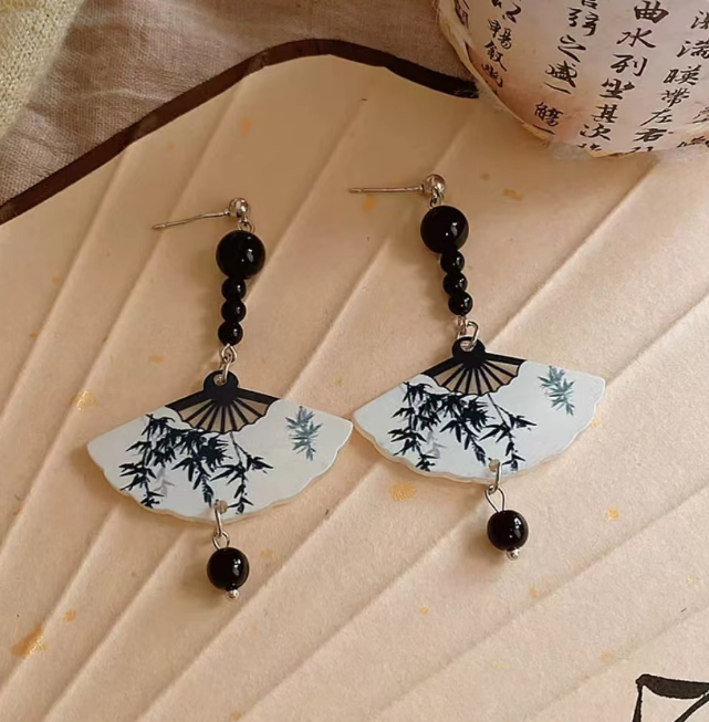 Chic Tassel Jade Long Earrings