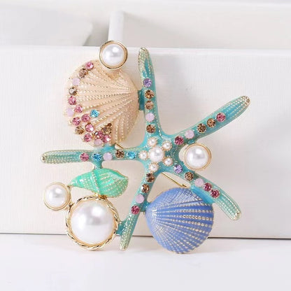 Chic Star Scallop Brooch Alloy Personalized Pins