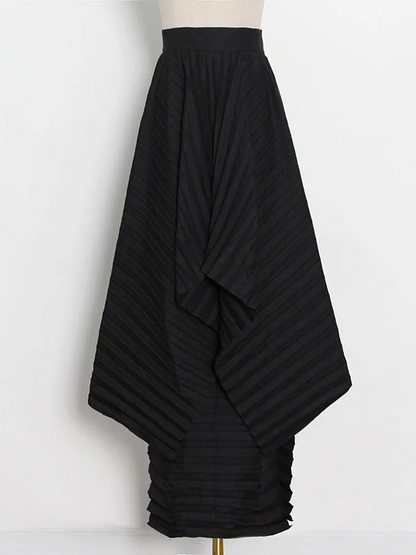 Italy Pink Waist Pleat Irregular Hem Skirt