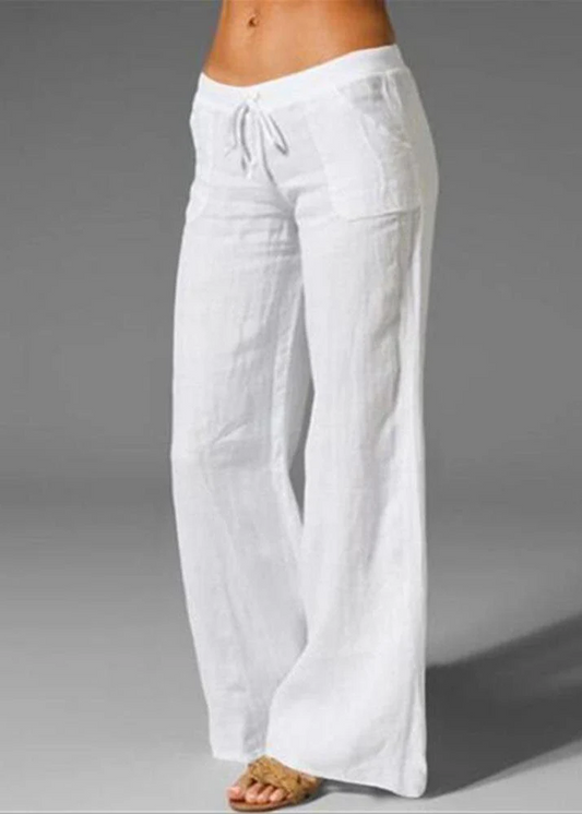 Women's Large Size Women's White Linen Trousers