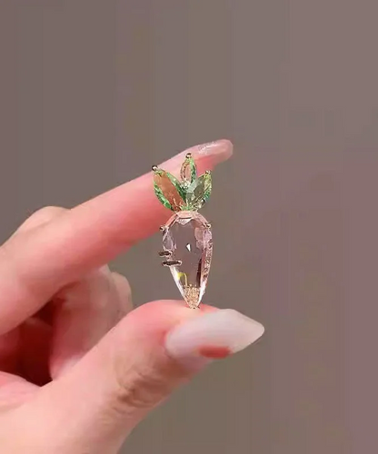 Women's Pink Alloy Crystal Carrot Brooch