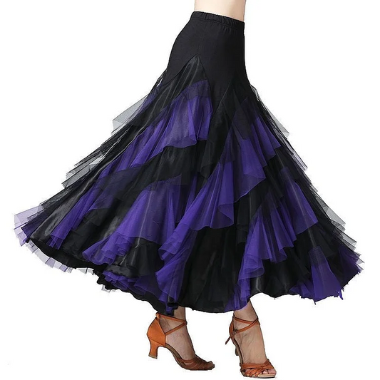Italian Blue Pleated Patchwork Elastic Waist Tulle Halter Skirt