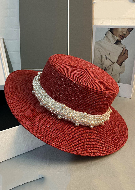 Stylish and versatile pearl straw bell shaped hat