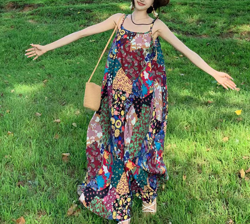 Bohemian Printed Beach Halter Dress