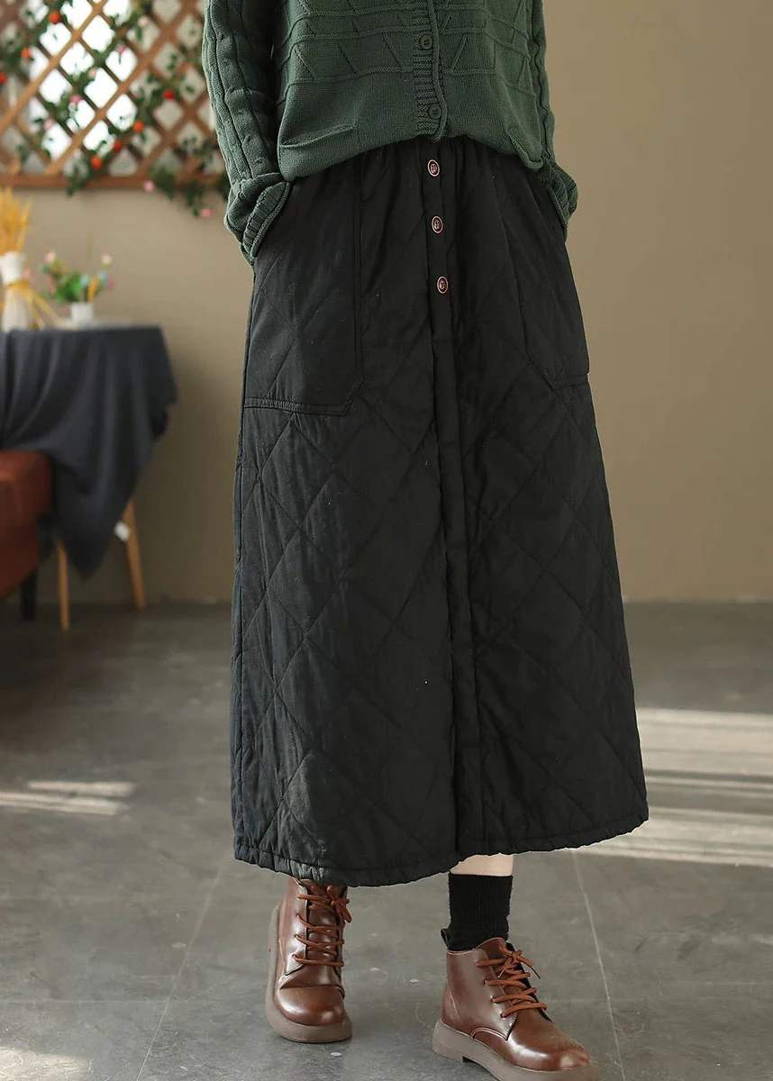 Women's Pocket Elastic Waist Cotton Padded Skirt Winter