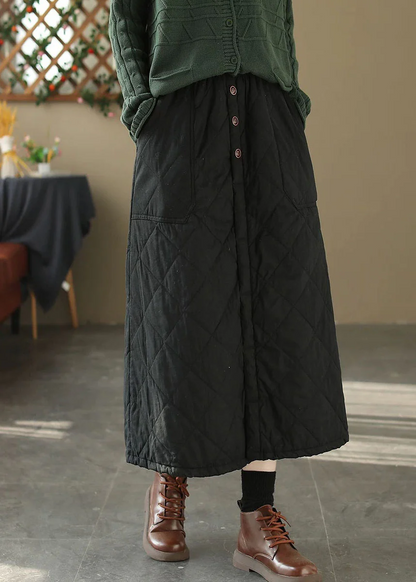 Women's Pocket Elastic Waist Cotton Padded Skirt Winter